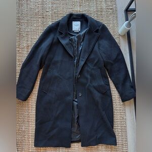 Abercrombie & Fitch Dad Coat Black Trench Coat